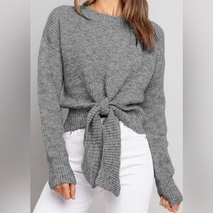 Amazon Gray Tie-Front Sweater